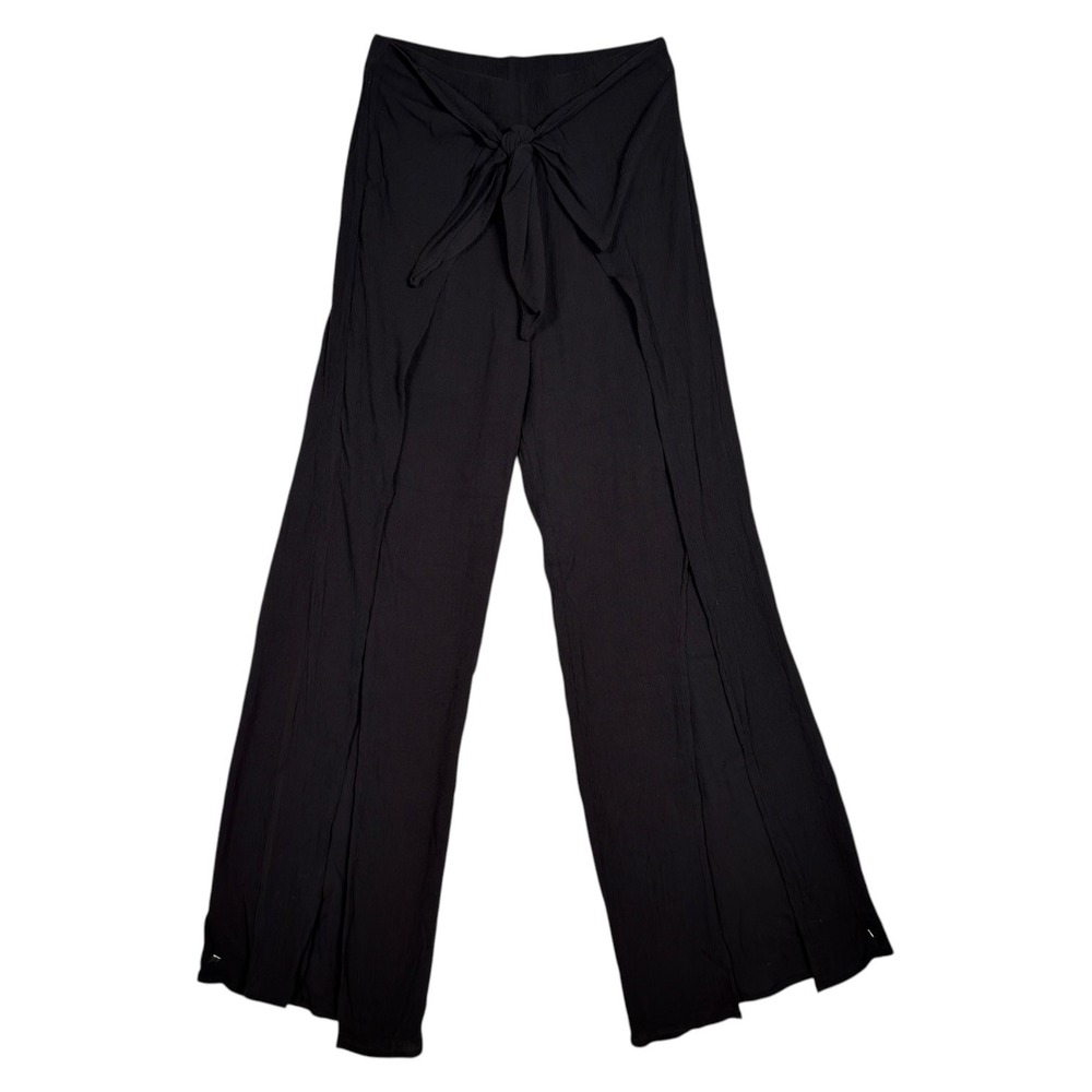 Kona Sol Black Wide Leg Pants Womens Small Tie Waist Gauze Beach